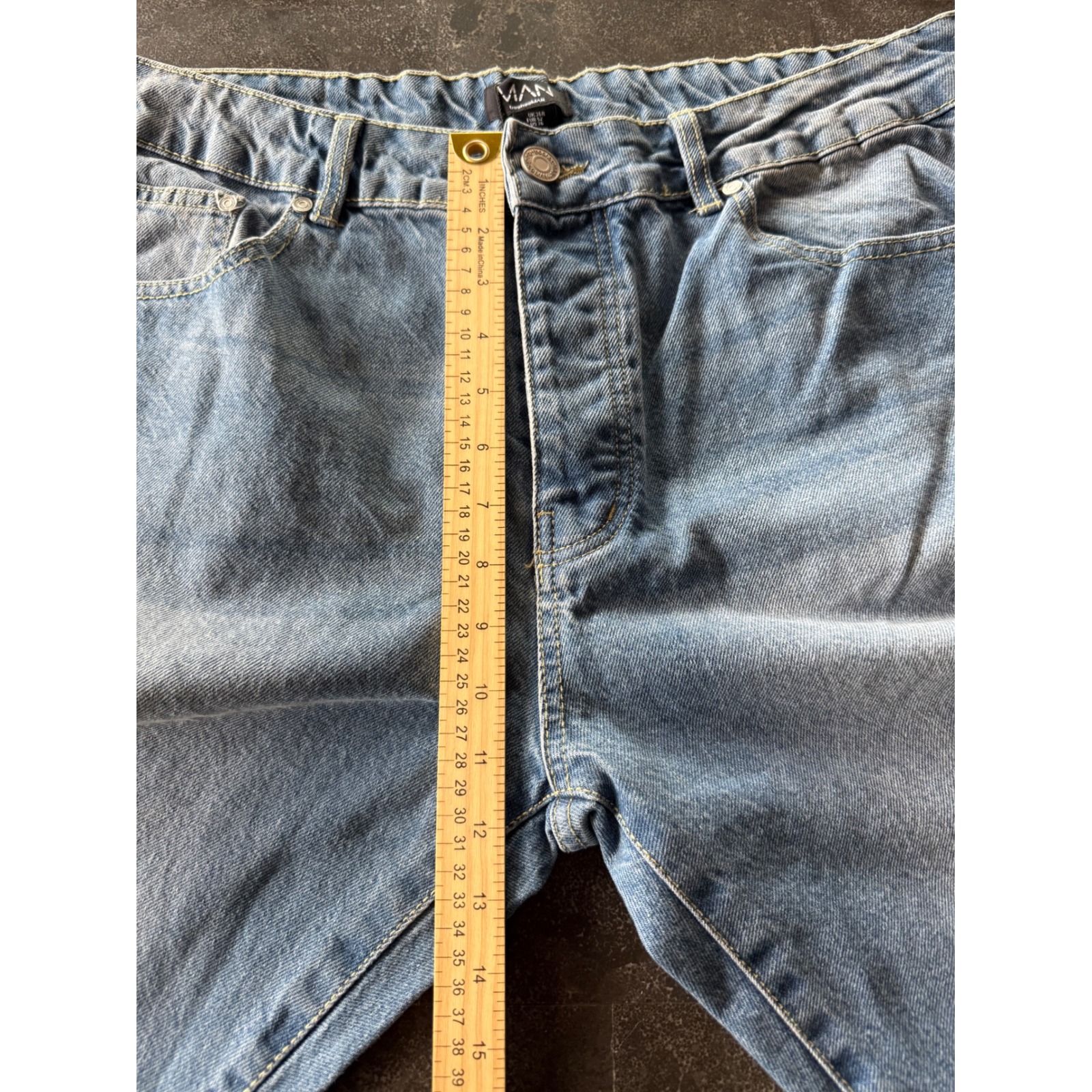 Boohooman Bootcut Flare Denim Jeans Light Wash Mens 36 Retro Hip Hop Y2k Grunge — image 5 of 7